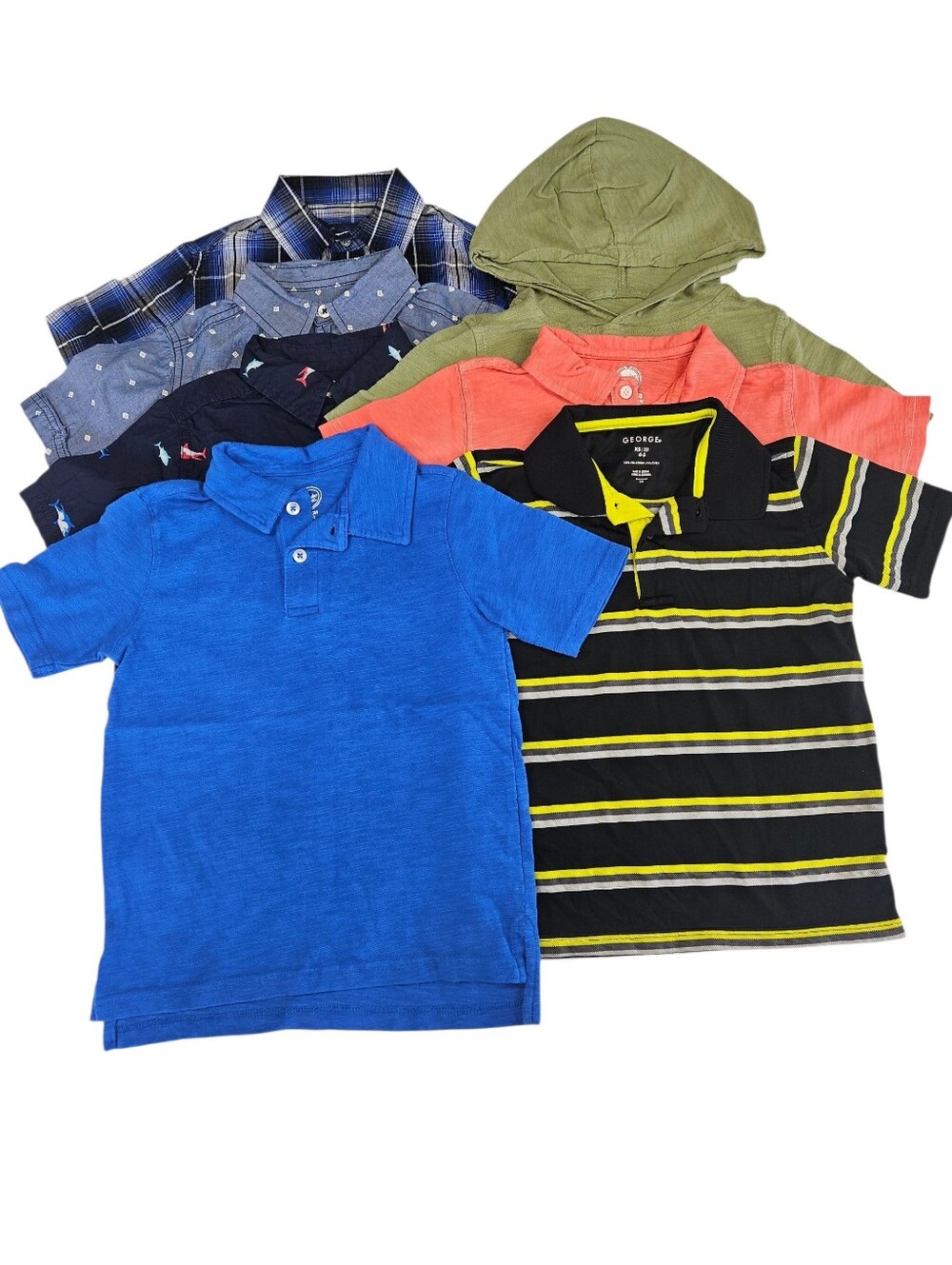 George Kids' Black & Yellow Striped Polo and Assorted Tops - 7-Pack Size 4/5